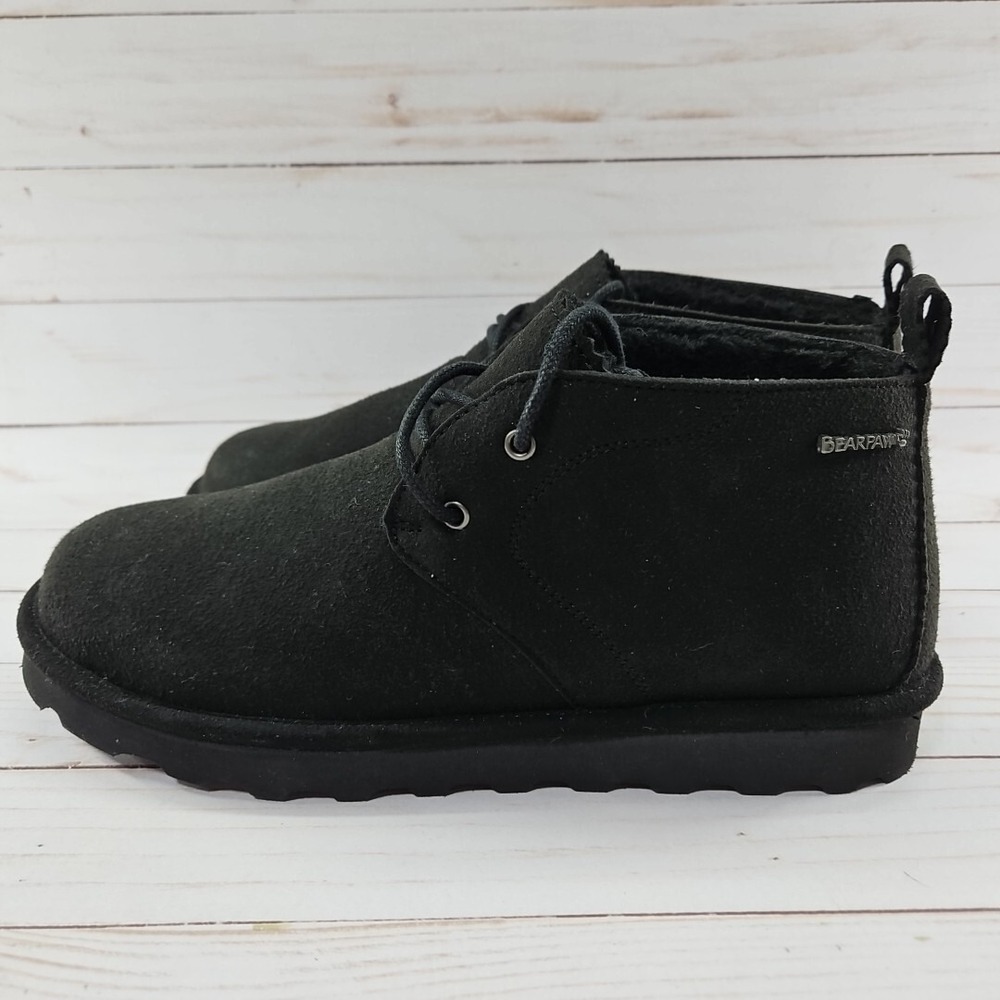 Bearpaw Skye Vegan Womens 11‎ Black Chukka Bootie Boots Lace Up NeverWet 2761W